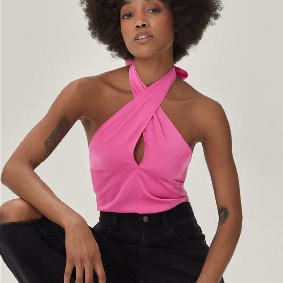 Nasty Gal NWT Pink Wrap Top - Picture 1 of 1